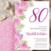 Rosa Rosen Blumen Vorlage 80. Geburtstag