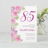 Rosa Rosen Blumen Vorlage 85. Geburtstag (Stehend Vorderseite)