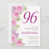 Rosa Rosen Blumen Vorlage 96. Geburtstag (Vorderseite)