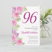Rosa Rosen Blumen Vorlage 96. Geburtstag (Stehend Vorderseite)