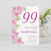 Rosa Rosen Blumen Vorlage 99. Geburtstag (Stehend Vorderseite)