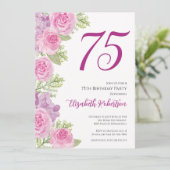 Rosa Rosen Blumen Vorlagen 75. Geburtstag (Stehend Vorderseite)