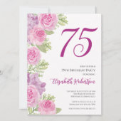 Rosa Rosen Blumen Vorlagen 75. Geburtstag (Vorderseite)