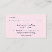 Rosa Rosen Blumenbezugskarte für einen Freund Visitenkarte (Rückseite)