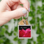 Rosa Rosen-Blumenblätter mit Namen Schlüsselanhänger (Hand)