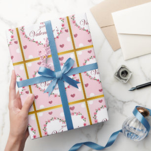 Rosa Rosen Blumenherzen Valentinstag Geschenke Geschenkpapier
