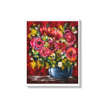 Rosa Rosen Blumenleinwand-Wandkunst | Künstlerdruc
