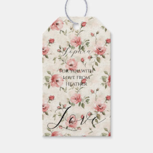 Rosa Rosen Blumenliebe Brautparty Geschenkanhänger
