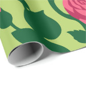 Rosa Rosen-Blumenmuster Geschenkpapier (Rolleneckpunkt)