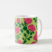 Rosa Rosen-Blumenmuster Kaffeetasse (VorderseiteRechts)