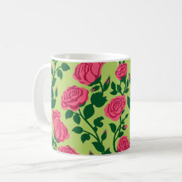 Rosa Rosen-Blumenmuster Kaffeetasse