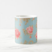 Rosa Rosen Blumenmuster Kaffeetasse (Mittel)