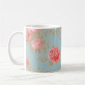 Rosa Rosen Blumenmuster Kaffeetasse (Links)