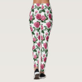 Rosa Rosen-Blumenmuster Leggings (Rückseite)