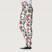 Rosa Rosen-Blumenmuster Leggings (Links)