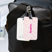 Rosa Rosen Blumenmuster mit benutzerdefiniertem Mo Gepäckanhänger