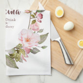 Rosa Rosen-Blumenrahmen "Cocina " Geschirrtuch (Viertel Falte)