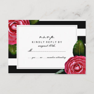 Rosa Rosen Blumenschwarz + Weiße Streifen UAWG RSVP Karte