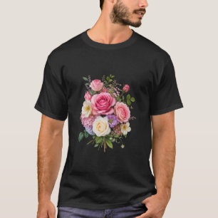 Rosa-Rosen-Blumenstrauß-Botanisches-Blumen-T-Shirt T-Shirt