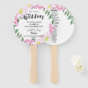Rosa Rosen Boho Floral Wasserfarbe Hochzeitsprogra Fächer
