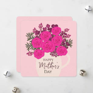 Rosa Rosen Bouquet – Elegantes Muttertags-Blumenge Feiertagskarte