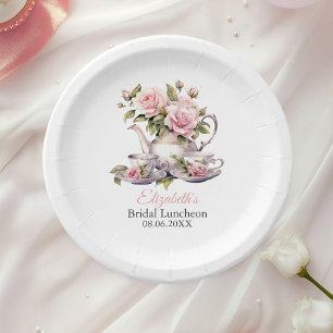 Rosa Rosen Braut-Lunch-Tee Brunch Pappteller