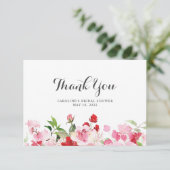 Rosa Rosen-Brautparty Dankeskarte (Stehend Vorderseite)