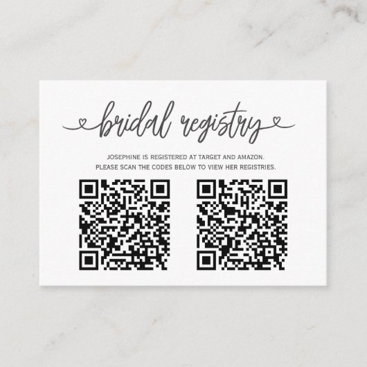 Rosa Rosen-Brautparty-Registrierung mit QR-Code Begleitkarte (Vorderseite)