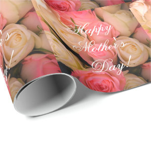 Rosa Rosen Custom Text glücklich Mutter Tag Floral Geschenkpapier
