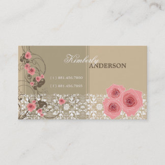 Rosa Rosen-Damast-Spitze Fleur eleganter Chic Visitenkarte