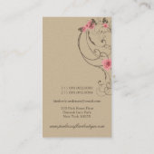 Rosa Rosen-Damast-Spitze Fleur eleganter Chic Visitenkarte (Rückseite)