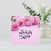 Rosa Rosen Danke für die Karte für Doktor (Stehend Vorderseite)