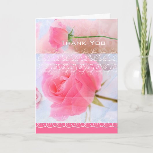 Rosa Rosen, danke Karte (Vorderseite)