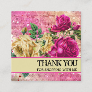 Rosa Rosen Danke-Logo Quadratische Visitenkarte
