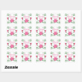 Rosa Rosen Danke Square Sticker, Glossy Quadratischer Aufkleber (Blatt)