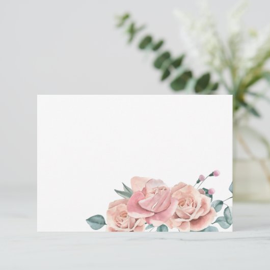 Rosa Rosen Dankeskarte (Stehend Vorderseite)