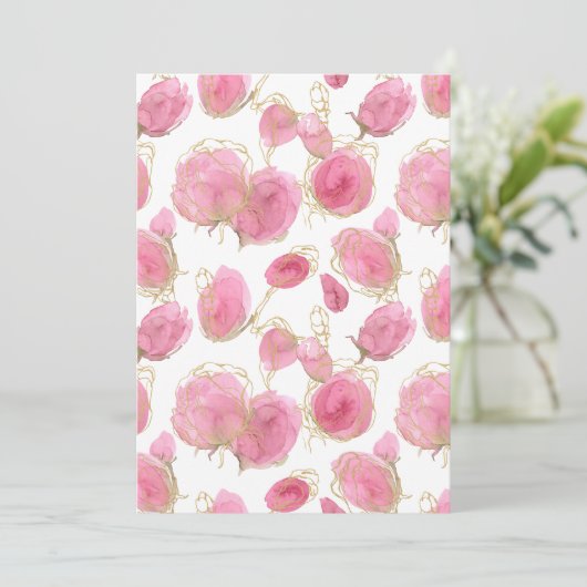 Rosa Rosen Dankeskarte (Stehend Vorderseite)