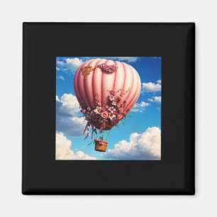 Rosa Rosen dekoriertes Button Luftballon Florin T Magnet