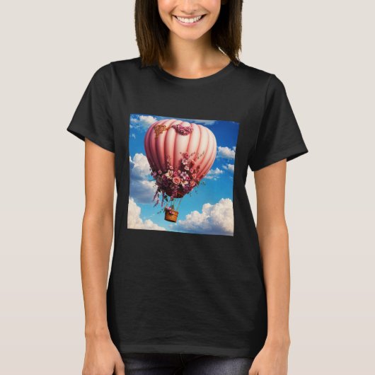 Rosa Rosen dekoriertes Button Luftballon Florin T T-Shirt (Vorderseite)