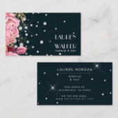 Rosa Rosen Diamanten elegante Kosmetikerin Visitenkarte (Vorne/Hinten)