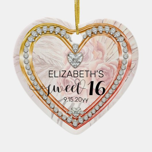 Rosa Rosen |Diamanten Sweet 16 Keepake Ornament (Vorne)