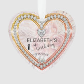 Rosa Rosen |Diamonds 1Birthday Keepake Ornamen Ornament (Vorderseite)