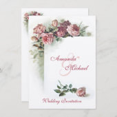 Rosa Rosen, die Einladung wedding sind (Vorne/Hinten)