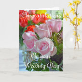 Rosa Rosen, die Glückwünsche Wedding sind Karte (Gelbe Blume)