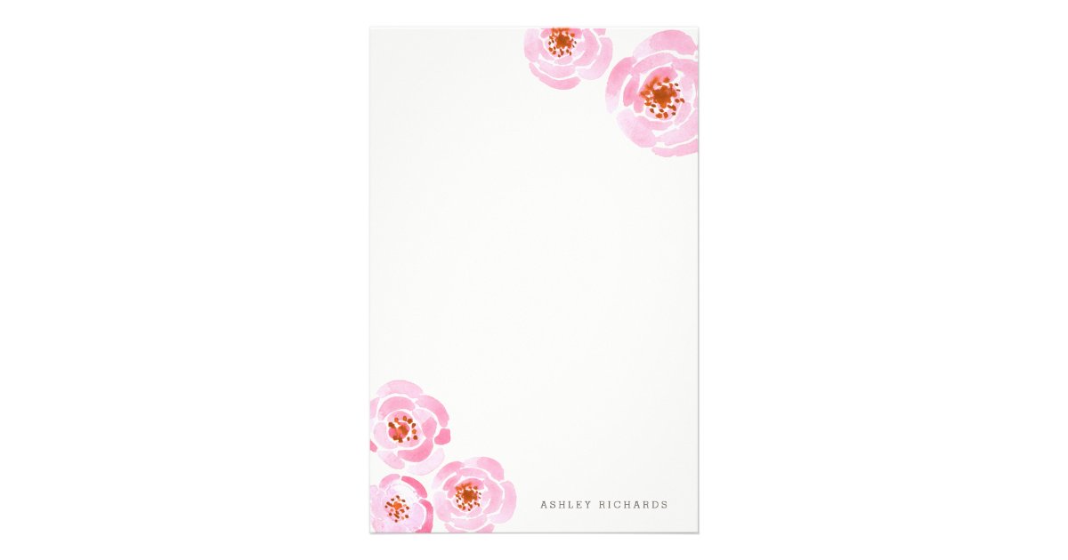 Rosa Rosen Druck Briefpapier Briefpapier Zazzle De