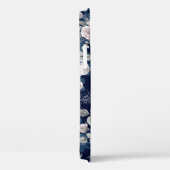 Rosa Rosen Dunkelblau: Vintag Case-Mate iPhone Hülle (Rückseite / Rechts)