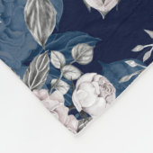 Rosa Rosen Dunkelblau: Vintag Fleecedecke (Ecke)