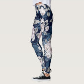 Rosa Rosen Dunkelblau: Vintag Leggings (Links)