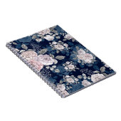 Rosa Rosen Dunkelblau: Vintag Notizblock (Rechte Seite)