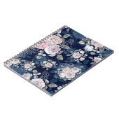 Rosa Rosen Dunkelblau: Vintag Notizblock (Linke Seite)